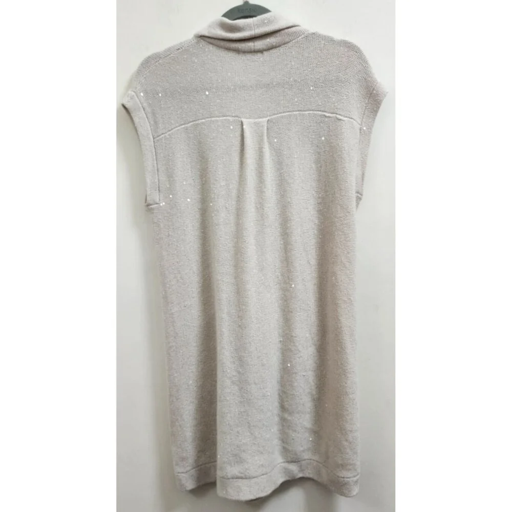 Brunello Cucinelli Cashmere Sleeveless Shawl Cardigan Speckled Knit Vest Double